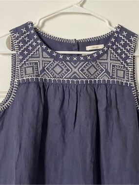 C&C California Linen Dress with White Embroidery